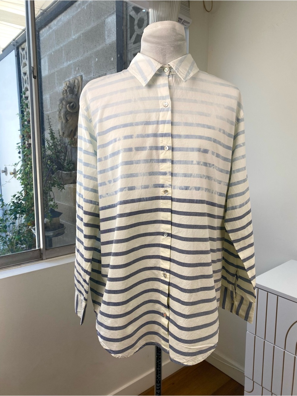 Sundry Striped Cotton Oversized Button Down Shirt, Size M - Picture 2 of 11